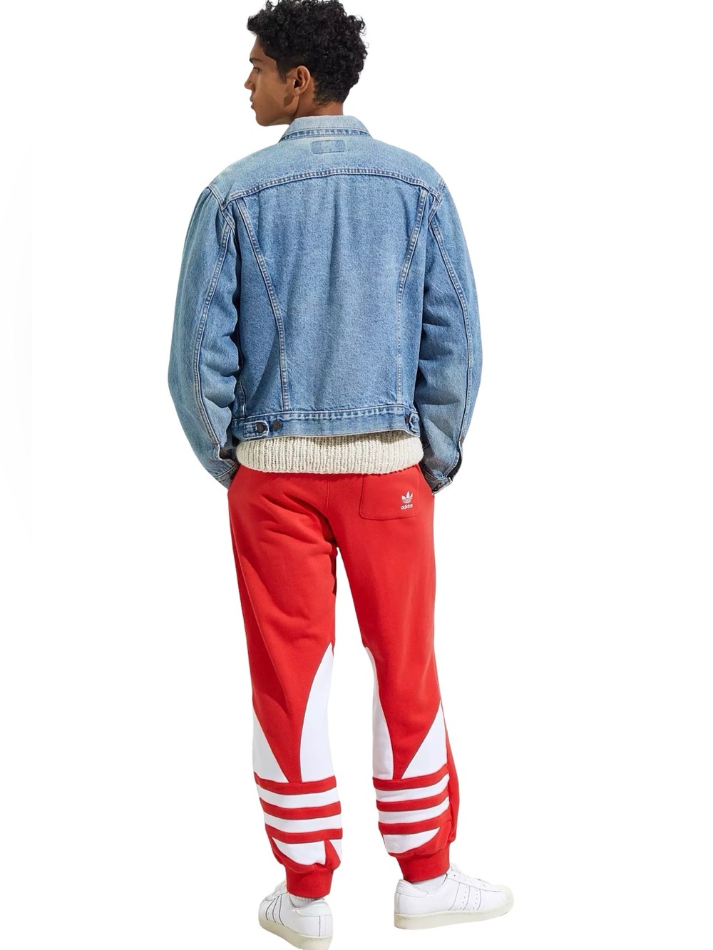 Adidas Originals Big Trefoil Sweatpants Red White Men Joggers FM3759 Size S - Picture 2 of 12